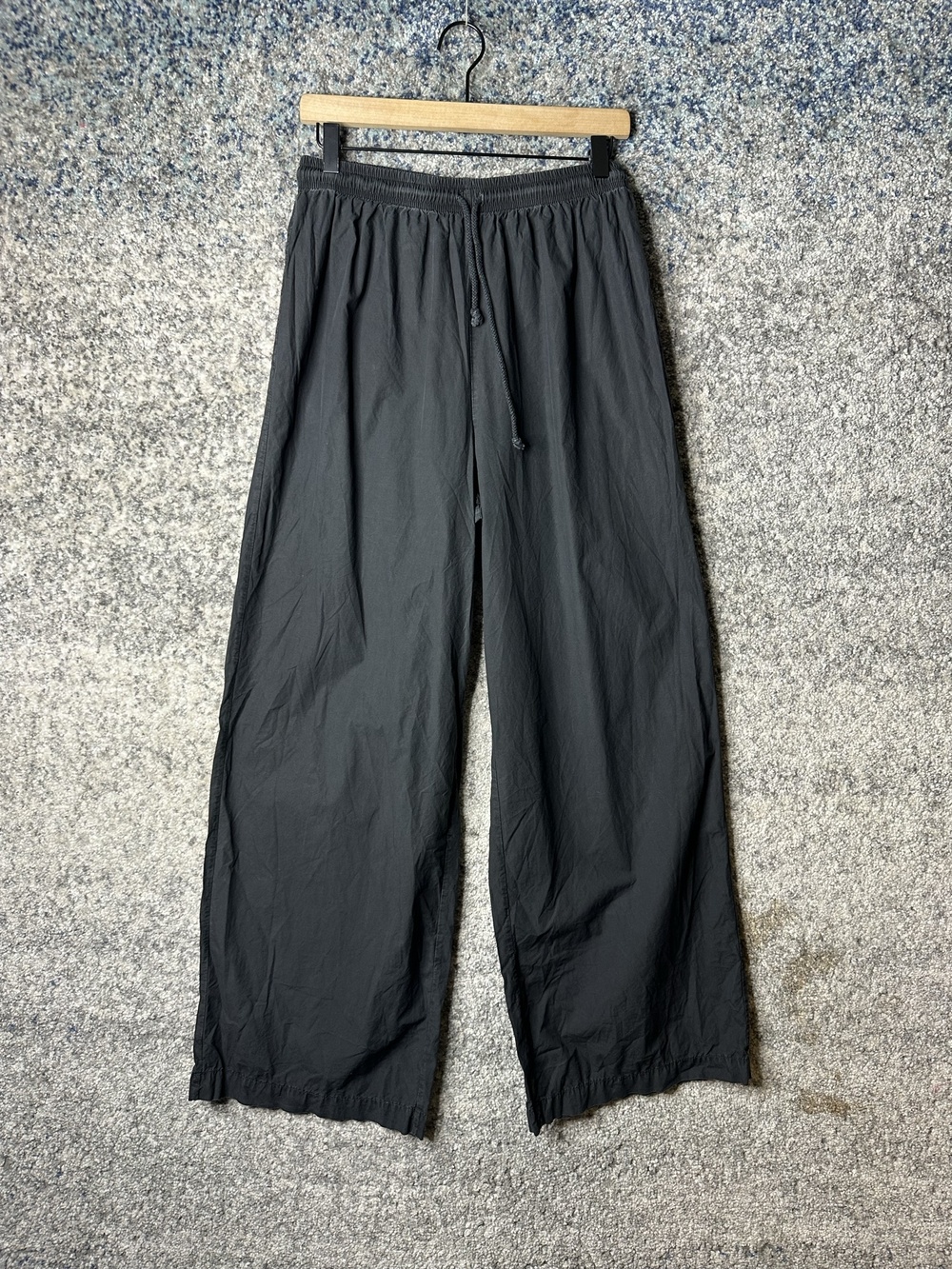 DONNI Pants Womens Medium Black Cotton Wide Leg Drawstring Elastic Waist Lounge